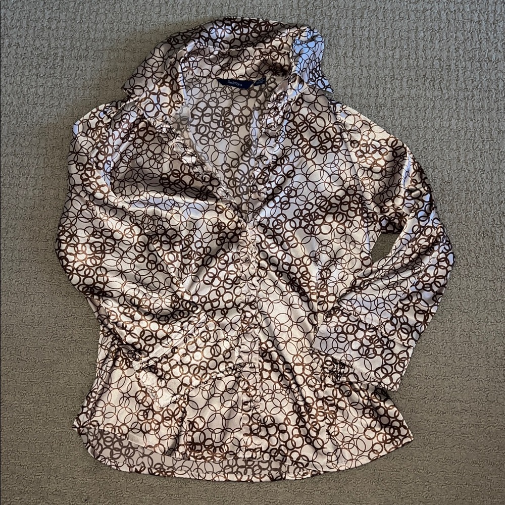 Satin Brown Patterned Blouse
